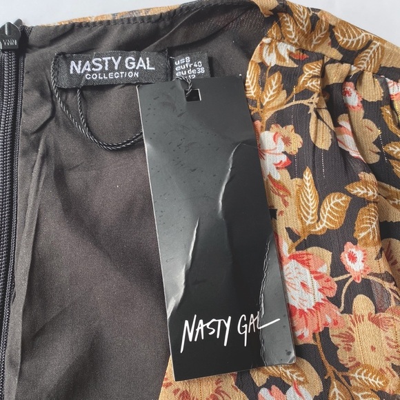 Nasty GAL Floral Chiffon Print V Neck Mini Party Evening Tea Dress Sz US8 Cute - Picture 12 of 16
